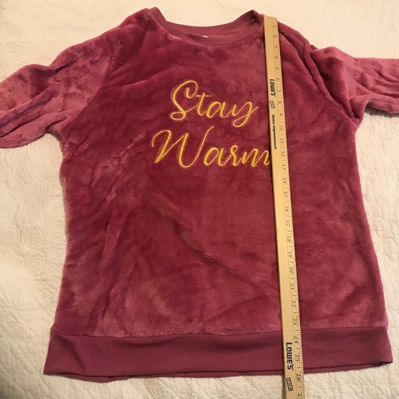 Fluffy! Secret Treasures long sleeved pink crewneck “stay warm” sweatshirt (L) - Picture 8 of 15